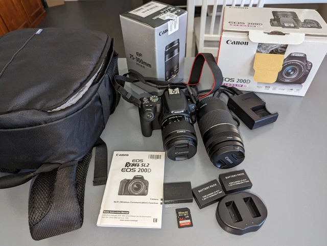 Canon EOS 200D 24.2MP Digital SLR Camera with EF-S 18-55mm and 75-300mm lens