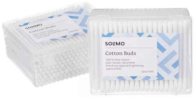 2 X Solimo Cotton Buds - 100% Pure Cotton - 200 Sticks