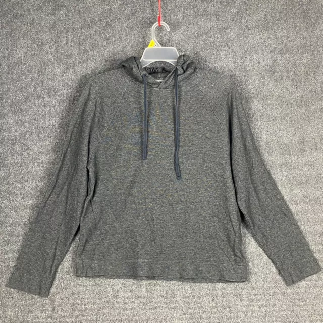 James Perse Hoodie Men's 2 Gray Pullover Drawstring Lightweight Cotton Blend