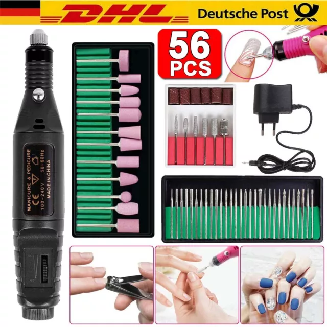 56 Stück Maniküre Profi Elektrisch Nail Art Nagelfräser Nagelfeile Set Pediküre