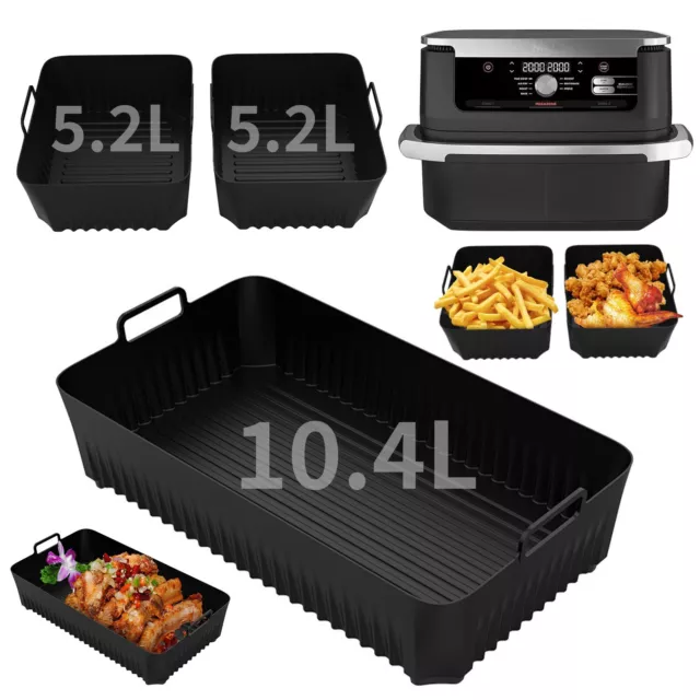 1-3pcs Silicone Pot Liners for Ninja AF500UK Air Fryer Dual Basket Accessories.