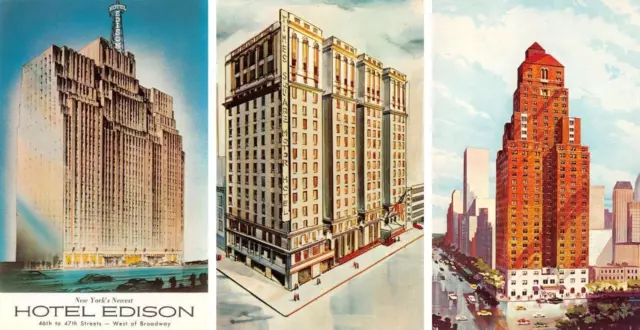 3~Postcards New York City, NY New York  HOTEL EDISON~TIMES SQUARE~LOEWS WARWICK