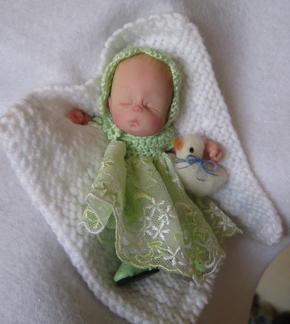 Ooak clay baby girl, Esther, 4", jointed full sculpt, original artist doll