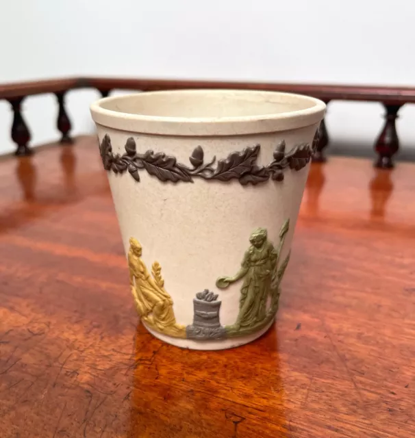 Antique Stoneware Jasperware Pottery Beaker, Spode Wedgwood C.1805, 5 Colours!