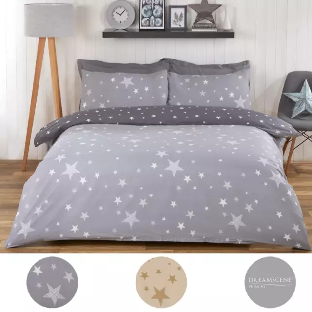 Dreamscene Galaxy Stars Duvet Cover with Pillowcase Kids Bedding Set Silver Grey