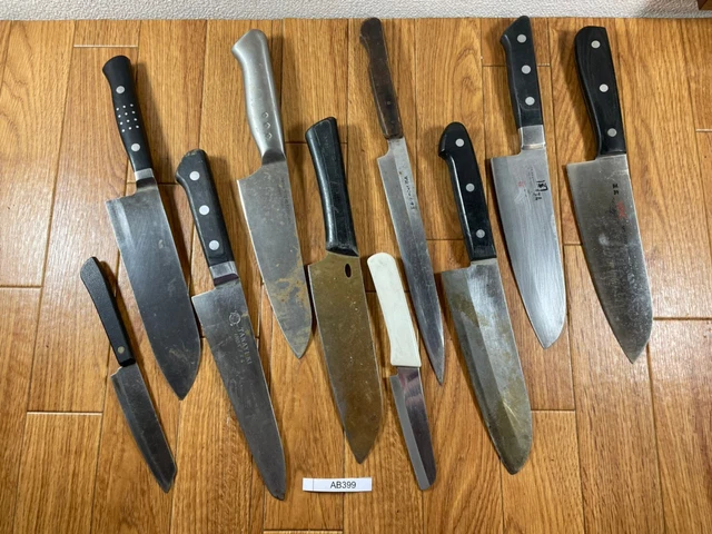 Damaged Lot of Japanese Chef's Kitchen Knives hocho set from Japan AB399