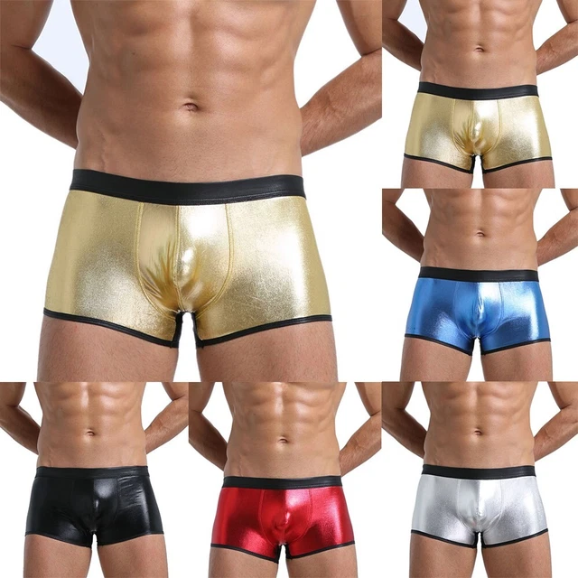 Boxer Homme Noir Effet Cuir PU Wet Look - Tailles M à 2XL, Neuf Avec étiquettes