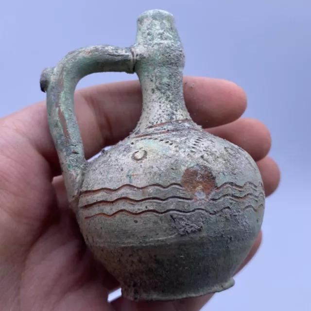 Very rare ancient greek twin handled terracotta amphora vessel 2