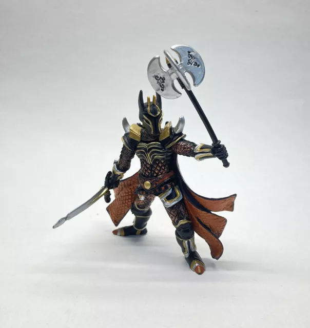 Papo Medieval Black Knight Warrior Figure Sword Triple Blade Axe Fantasy 2006