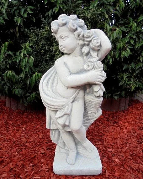Steinfigur "Rosenputte" 70 cm Steinguss Menschen, Skulptur Statue, Gartenfigur