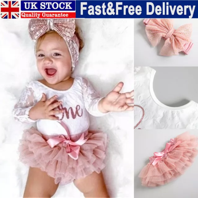 Newborn Baby Girls Clothes ONE Romper Tops Lace Tutu Dress Skirts Outfit Set