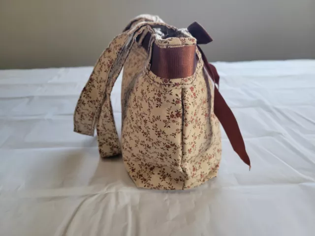 Longaberger Homestead Spring Parade Brown Bow Tote Purse Shoulder Bag Carry All 3