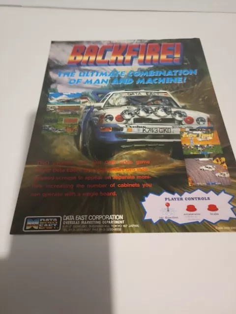 Flyer  DATA EAST,BACK FIRE 1995 Arcade Video Game advertisement original see pic