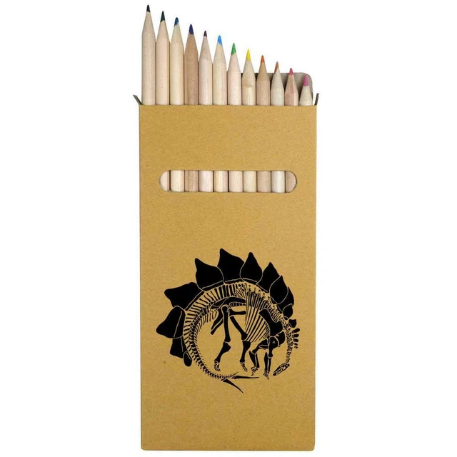 12 x 'Stegosaurus Fossil' lang 178 mm Buntstifte/Bleistift-Set (PE00051115)