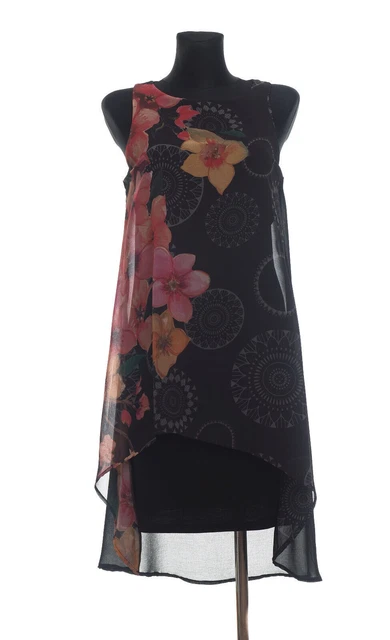 BNWT DESIGUAL Tamara Abito senza maniche nero da donna taglia Small