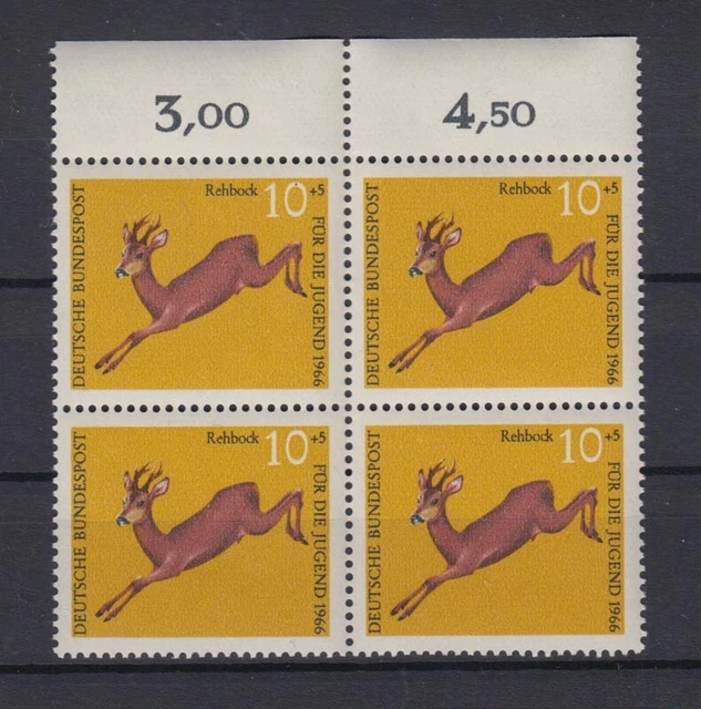 Bund 511 4er Block mit Oberrand Jugend Hochwild 10+ 5 Pf postfrisch