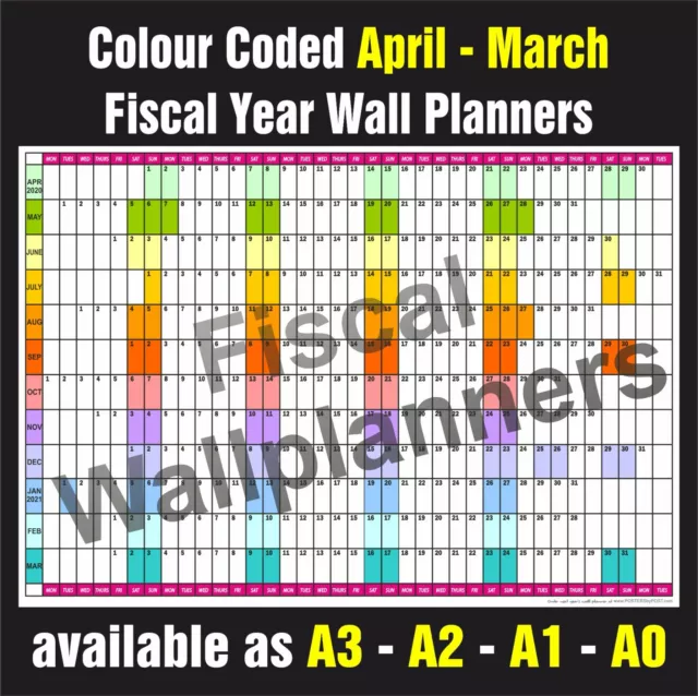 FISCAL YEAR WALL PLANNER Organiser Event Planner April - March All Years & Sizes