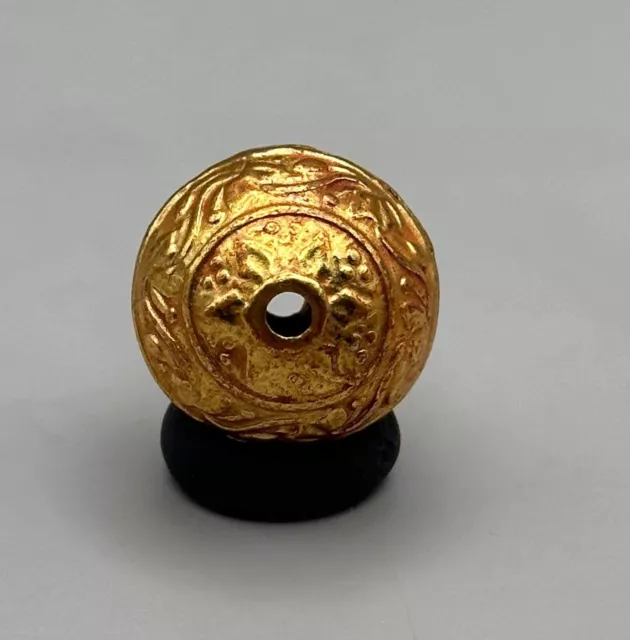 Lovely ancient near eastern solid silver 18K gold golding unique bead