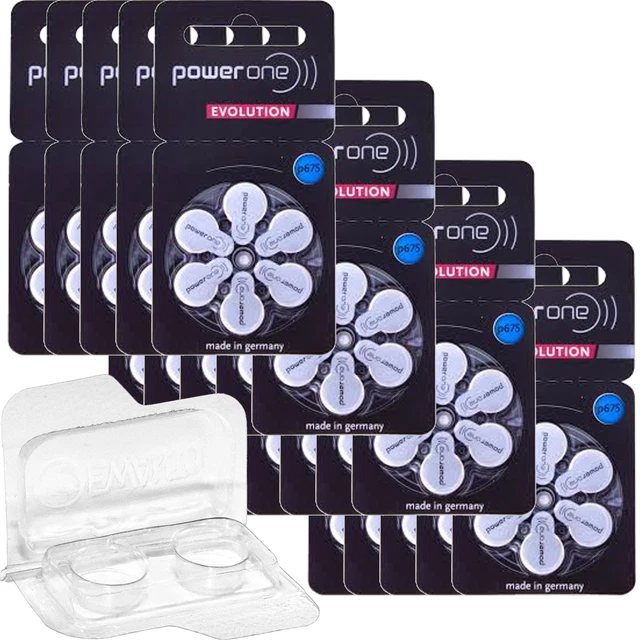 120 batterie per apparecchi acustici Power One Evolution con scatola...