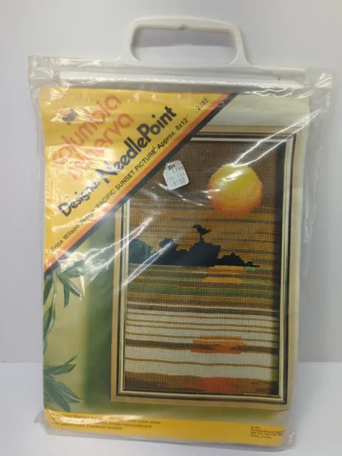 Kit de punta de aguja Erica Wilson 1973 vintage puesta de sol
