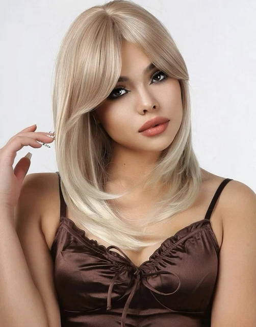 Perruque Synthétique Courte Blonde Avec Frange Bouclée - Taille Moyenne, Inclut Un Bonnet