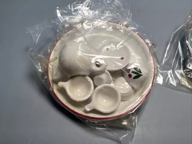 Puppenstube Puppenhaus Teesets 5 Stück Porzellan | Vintage #I8 3