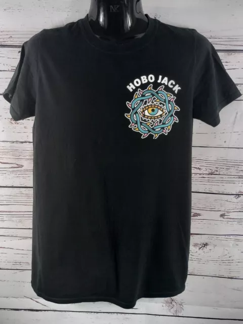 HOBO JACK - EYE PATTERN COLOURED T-shirt Mens Small - Black M