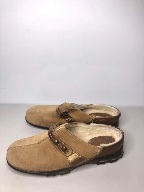 Cole Haan Brown Suede Leather Fur Clog Mule Casual Shoes Women sz 8B US/39EU