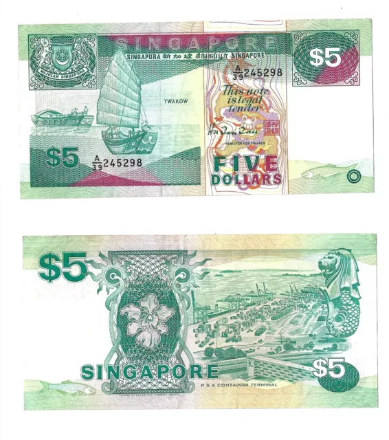 5 Dollars ND(1987-1997) Singapore Banknote # 19