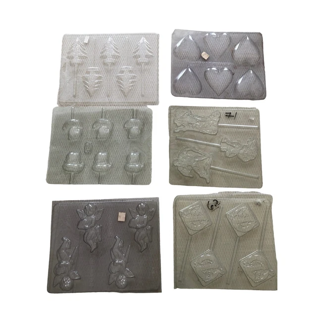 Lote de 62 moldes de plástico vintage para fabricación de chocolate dulce