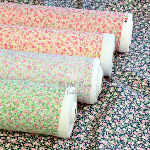 Ditsy Aura mini Roses Floral 100% Cotton Fabric | quilting clothing craft Metre