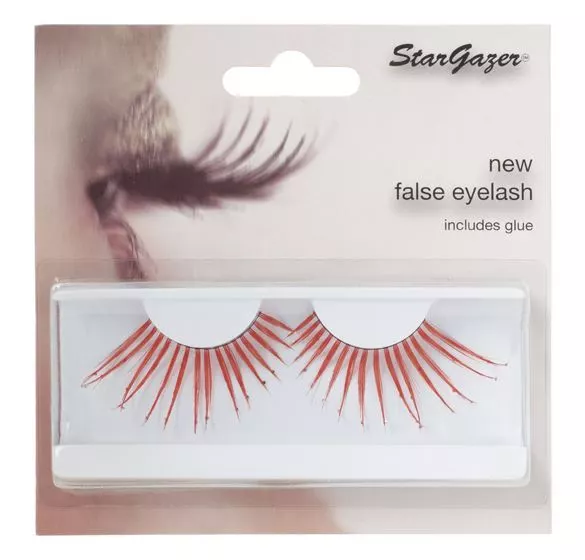 Stargazer Falsche Wimpern #58 Rot & Strass Feder Stil Easy Verwendung mit Kleber