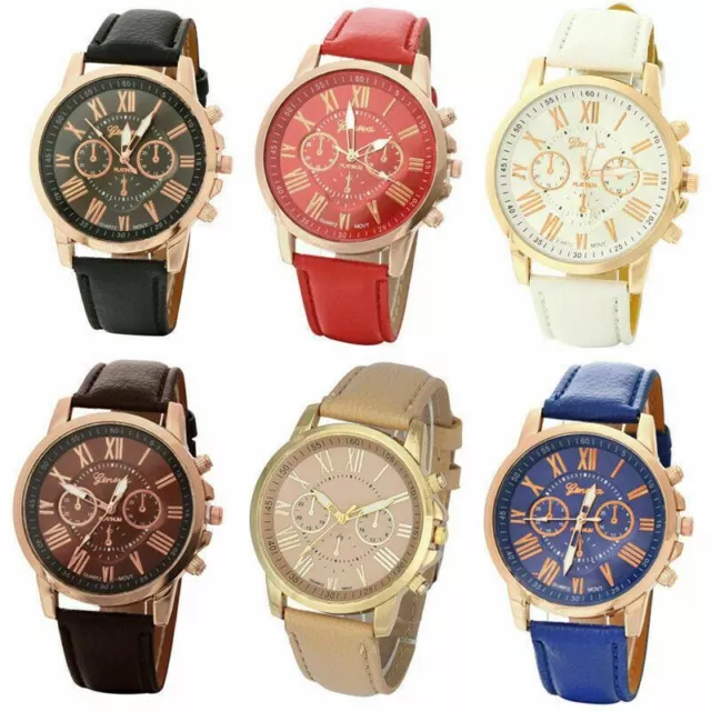 Women Girl Watch Geneva Smart Leather Fashion Wrist Watch Analog Quartz Gift 2