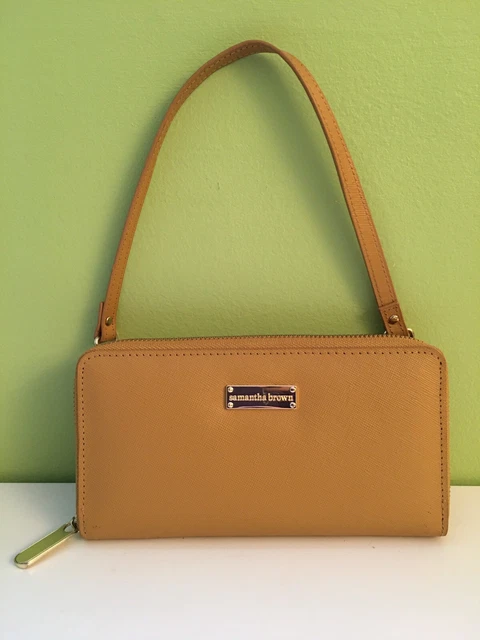 Samantha Brown Goldenrod Yellow Leather RFID Clutch Wallet Organizer