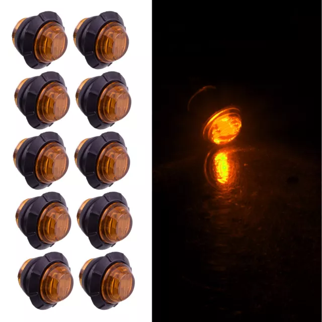 10x 12V 3/4" LED Bullet Round Side Marker Lights for Truck Trailer Bus