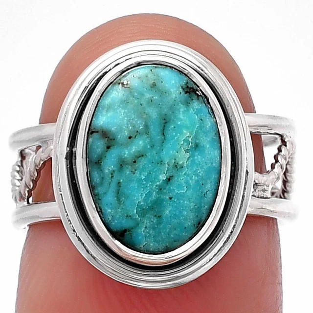 Natural Turquoise Morenci Mine 925 Sterling Silver Ring s.6 Jewelry R-1255