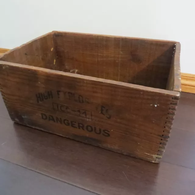 Vintage Burton explosives Dynamite crate box dovetail WOOD