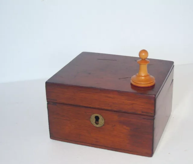 antique Victorian golden mahogany wood box for trinkets jewellery chess