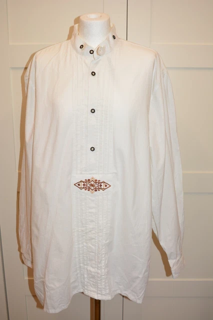 White Oktoberfest shirt Bavarian embroidered shirt   Size XL