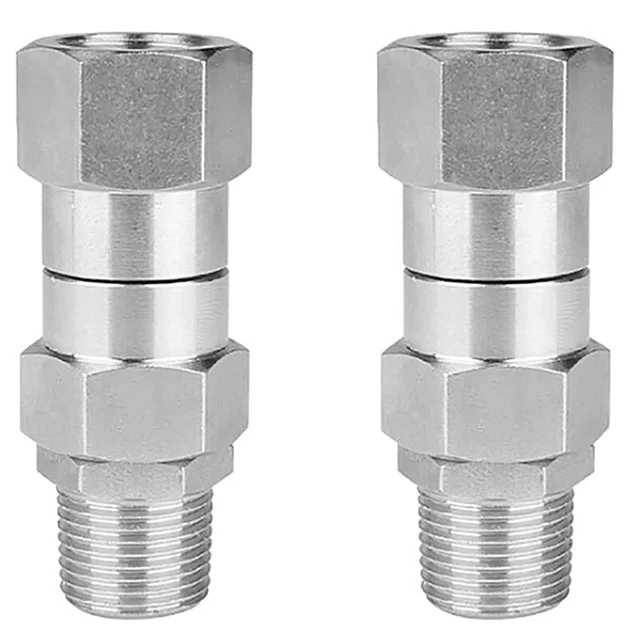 2X Pressure Washer Swivel, 3/8 Inch NPT Male Thread Fitting, 4500 PSI, for PV3F9