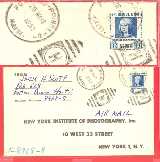 Haiti ISABELLA / ISABEL 30c Solo used on cover to USA 1952