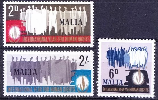 Malta 1968 MNH 3v, Human Rights emblem and people