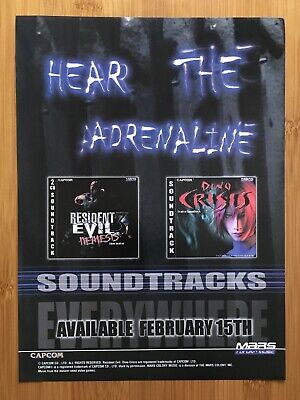 1998 Resident Evil 3 Nemesis / Dino Crisis CD Print Ad/Poster Soundtrack OST Art
