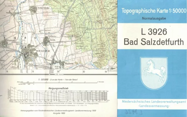 Topographische Karte 1 : 50.000 Blatt L 3926 Bad Salzdetfurth Landkarte von 1969