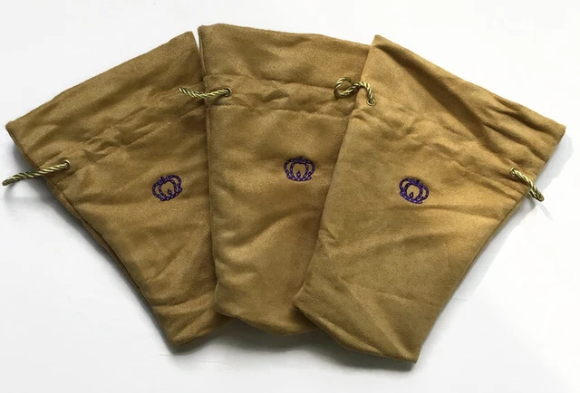3 - Suede Crown Royal Reserve Bags Tan Drawstring 750ml 10" Craft Pouch Lot