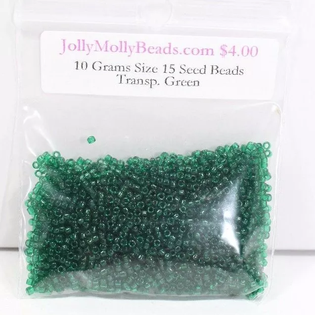 10 Grams Size 15/0 Transparent Green Toho Round Glass Seed Beads