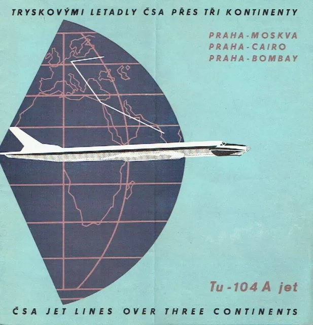 Ceskoslovenske Aerolinie CSA Letovy Rad Time Table 5 TU 104 A Jet IL 14 1959