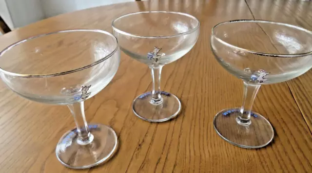 3 x Vintage Babycham Glasses 1950s  ~  White Fawn.