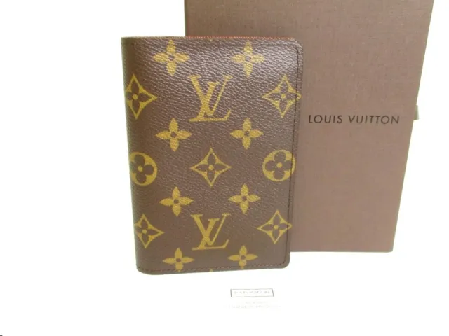 Auth LOUIS VUITTON Monogram Brown Leather Passport Holder ID Holders #a004