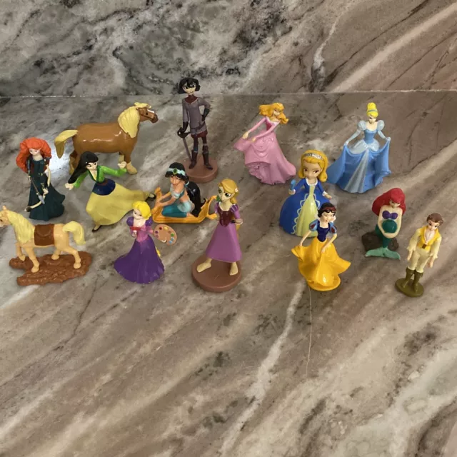 14 Mini Muñeca Princesa Disney Figura Ariel Belle Rapunzel Blancanieves Pastel Toppers